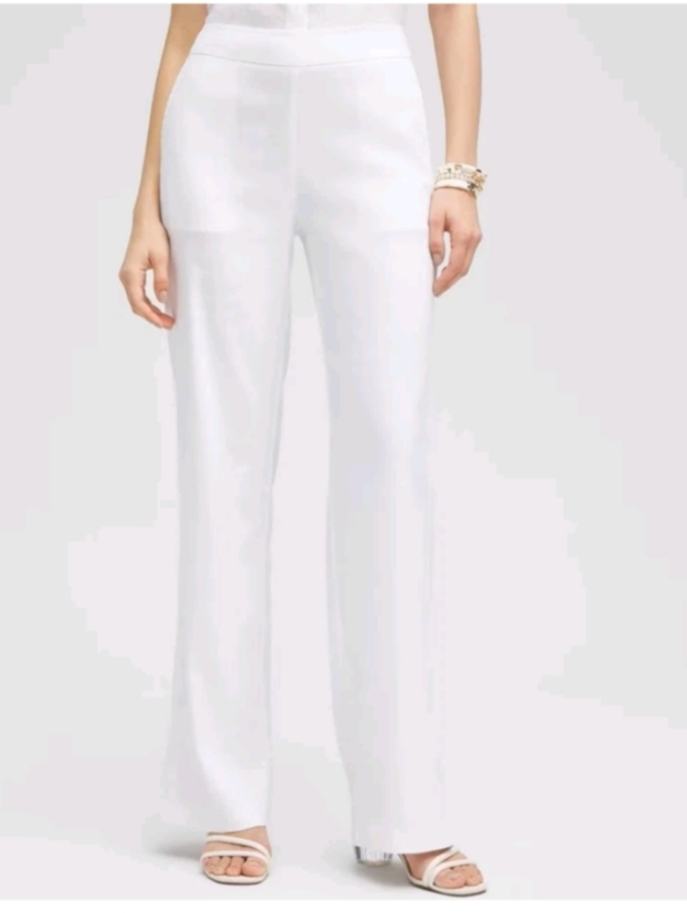 CHICO'S 100% Linen Pull On White Wide Leg Pants | 12 Large